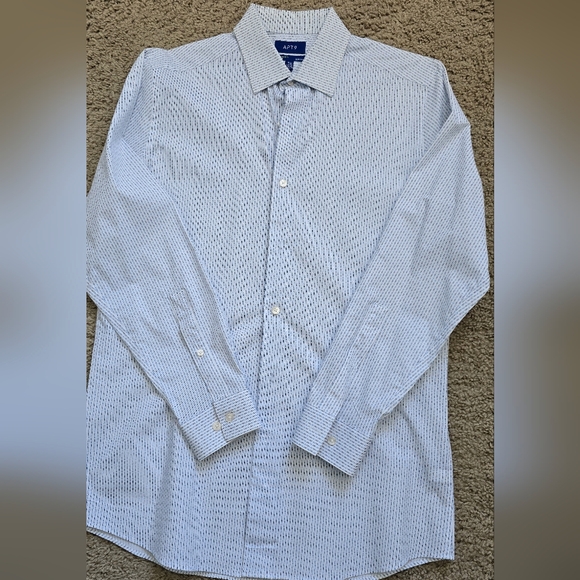 Apt. 9 Other - Men's Blue Patterned Buttondown Shirt Size 15 1/2 32/33 , Slim Fit